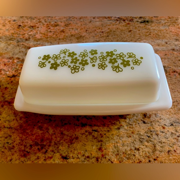 Pyrex Kitchen Vintage Pyrex Green Blossom Daisy Butter Dish Poshmark